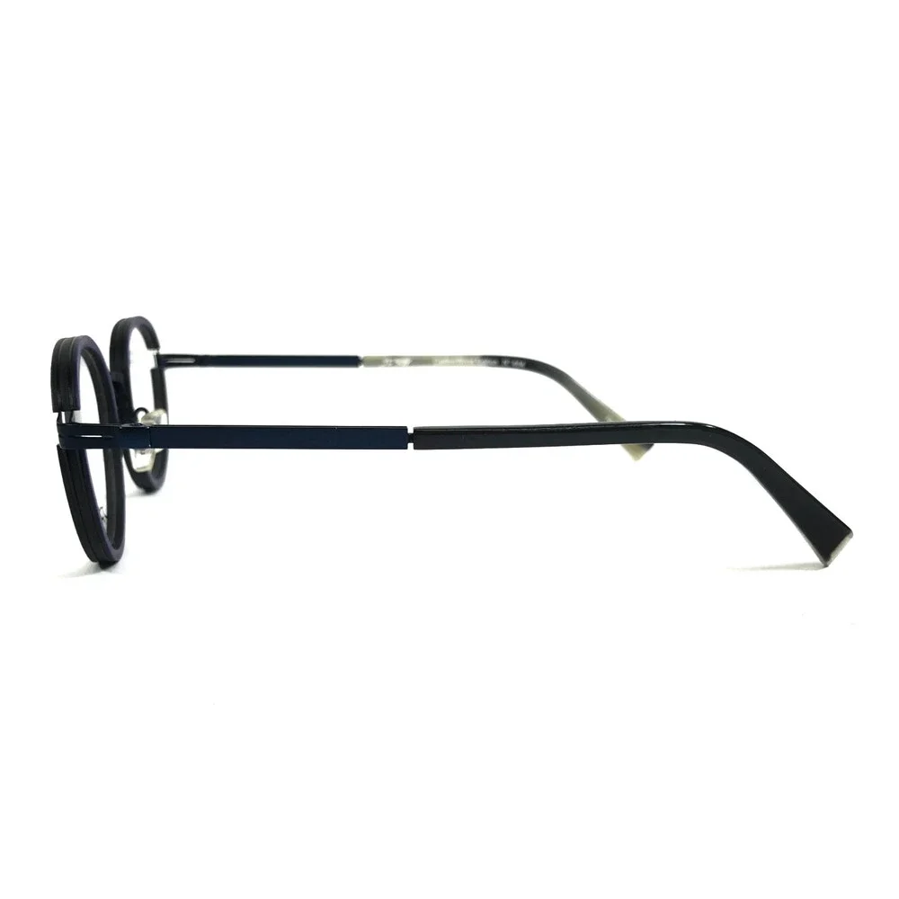 J. F. Rey Eyeglasses Frames JF2980 9520 Brown Wood Navy Blue Round 48-23-144